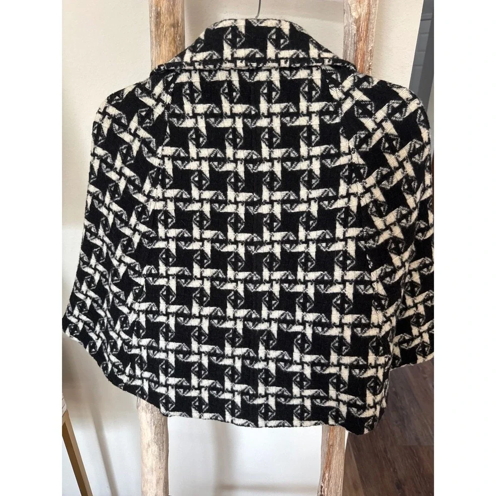 JUICY COUTURE Black‎ Angel Twisted Belt Houndstooth Cape Cardigan Shrug Jacket P